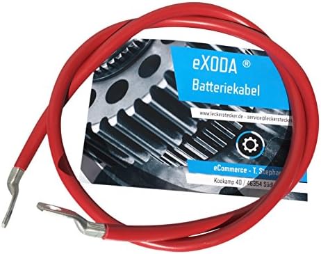 eXODA Auto Battery Cable 35 mm² 100cm Copper Power Cable with Eyelets M8 red 12V Car Cable also for Your Charger