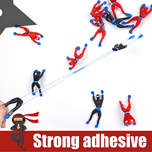 Shindel 42PCS Ninja Toys, Sticky Men Wall Climbing Ninjas with DIY Stickers Stretchy Climbers Window Crawlers for Party Favor Tricky Novelty Toys for Kids