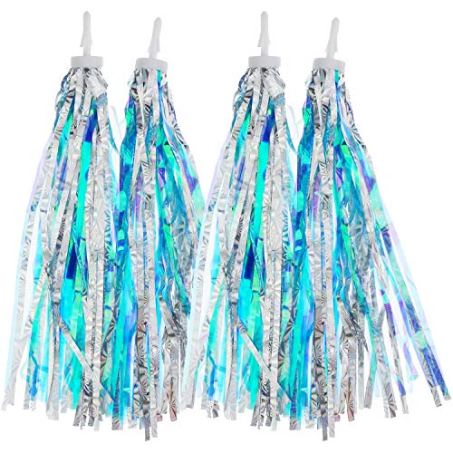 Kasteco 2 Pairs Kids Bicycle Bike Handlebar Scooter Streamers (Blue Silver)