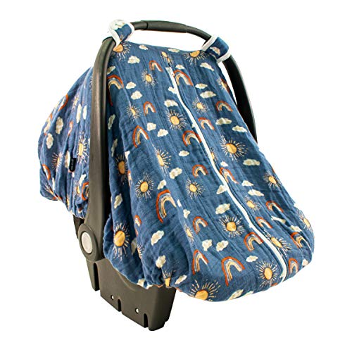 Bebe au Lait Classic Muslin Car Seat Cover, Easy Snap Straps, Fully