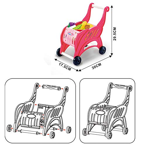 Kids Electronic Kitchen Play Set And Shopping Cart Chess Set ,Toddler Kitchen Cooking Set Pink,Kids Kitchen Pretend Play Food For Girls Boys 3-12 Years Old (Multicolor/Ship from US)