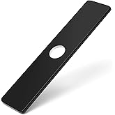 Greenspring Matte Black Faucet Plate, Sink Hole Cover, Faucet Deck Plate 10 Inch 1 or 3 Hole Long Rectangle Cover Deck Plate 