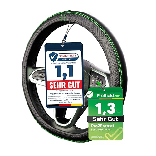 [ 2X Test Sehr Gut ] Pro2Protect Lenkradbezug Leder | Auto Zubehör Innenraum | Lenkradhüllen Grand Tour | Lenkradschoner Pkw | Lenkrad Bezug Lenkradschutz | Autozubehör Geschenke Für Frauen Und Männer