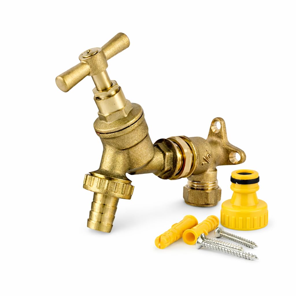 Wärmer System Water Bibcock Tap 1/2 inch BSP with Brass Wall Plate Fixture BS1010-2