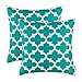CaliTime Pack of 2 Soft Canvas Throw Pillow Covers Cases for Couch Sofa Home Decor Modern Quatrefoil Accent Geometric 18 X 18 Inches Teal