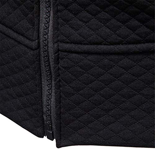 ANJUNIE Hoodie Tank Top Men Vest Jacket Sport Casual Sleeveless Rhombus Zipper UP Sleeveless Cardigant(Black,M)