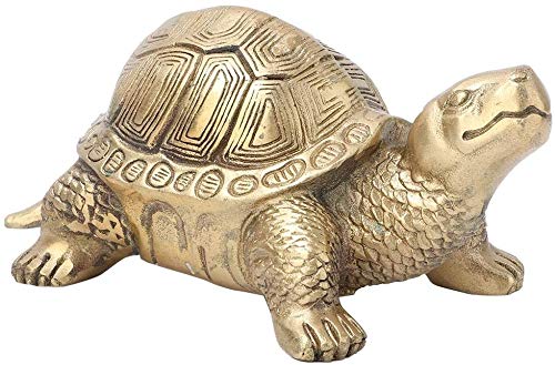HEEPDD Feng Shui Tortoise, Handmade Brass Wealth Symbol with Chinese Coins and Ingot for Home Decor, Office and Business Space Feng Shui Tortoise