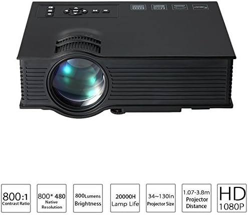 OnlineDo Updated Full Color 130" Image UC40 Pro Mini Portable LCD LED Home Theater Cinema Game Projector -Black