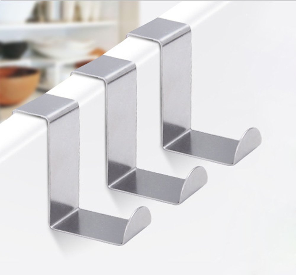 5 Pack Stainless Steel Z Shape Door Cupboard Drawer Hooks Polished Metal Kitchen Tools Hooks Clothes Hangers