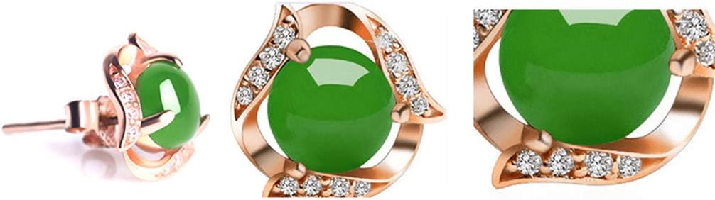 Toporchid Green Jade Earrings Inlaid with Jade Ladies Earrings for Women,Rose Golden