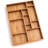 Lipper International 8397 Organizador de cajones ajustables de madera de bambú con 6 divisores extraíbles, 12 "x 17-1 / 2" x 1-7 / 8 "