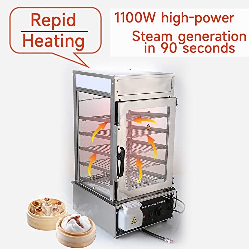 110 Volt Chef Prosentials Bun steamer electric food display automatic temperature control 5 layers display Stainless Steel Bun Steamer For Kiosk