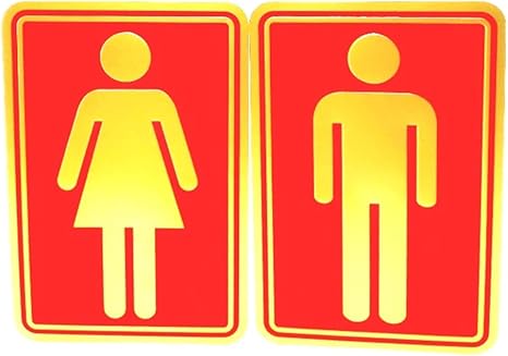 Amazon Com Eyesonme Man Woman Bathroom Toilet Wc Decal Restroom Sign Decor Art Wall Home Hotel Office School Restaurant Room Decoration Reflect Red Base Self Adhesive Foil 2 Dimension Stickers 8 5 X 12 5