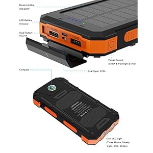 X-DRAGON Solar Power Bank 24000mAh Caricabatterie Solare Portatile Impermeabile con Doppio Ingresso (USB C e Micro) per… - immagine 3