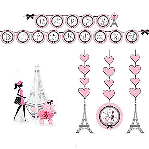 Party in paris party decorations supply pack - hanging …