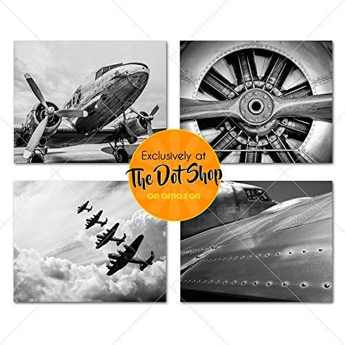 Vintage Aviation Wall Art, Set of Four 8x10 Prints, Great for bachelor pad, man cave, office