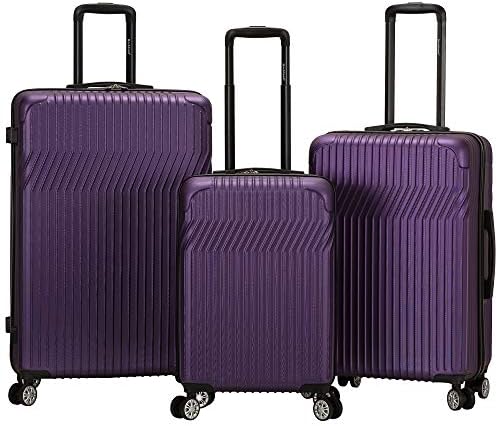 Rockland Pista Hardside Spinner Wheel Luggage, Purple, 3-Piece Set