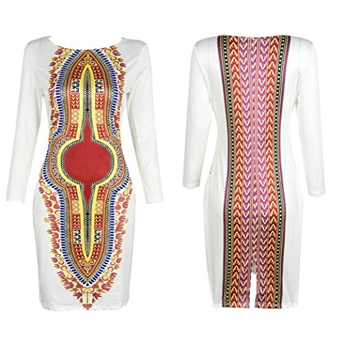 Sunfei ® New Women Summer Casual Deep O-Neck Traditional African Print Party Dresses