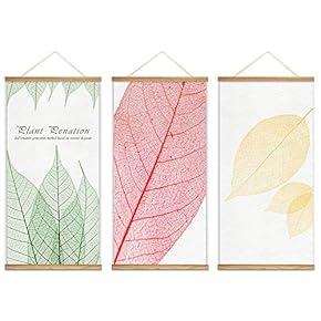 Hanging Poster with Wood Frames Beautiful Green Plants Home Wall Canvas Prints Ready to Hang - 18"x36"x3 Panels