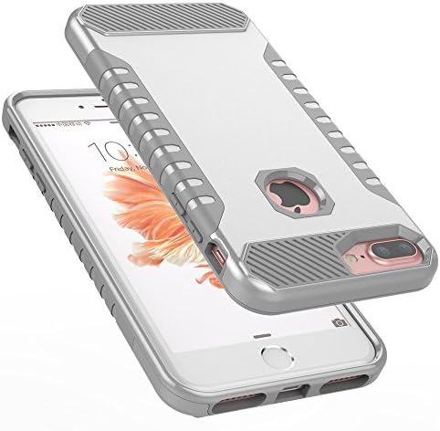 iPhone 7 Plus Case,AMACASE Heavy Duty Dual Layer Protection [Soft TPU+Hard PC] And Full-Body Scratch Resistant Protective Case for iPhone 7 Plus 5.5 inch-Silvery/Gray