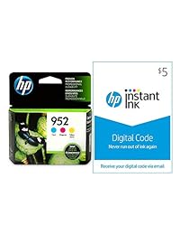 HP 952 Ink Cartridges   3 Color Cartridges   Plus  5 Instant Ink Prepaid Code