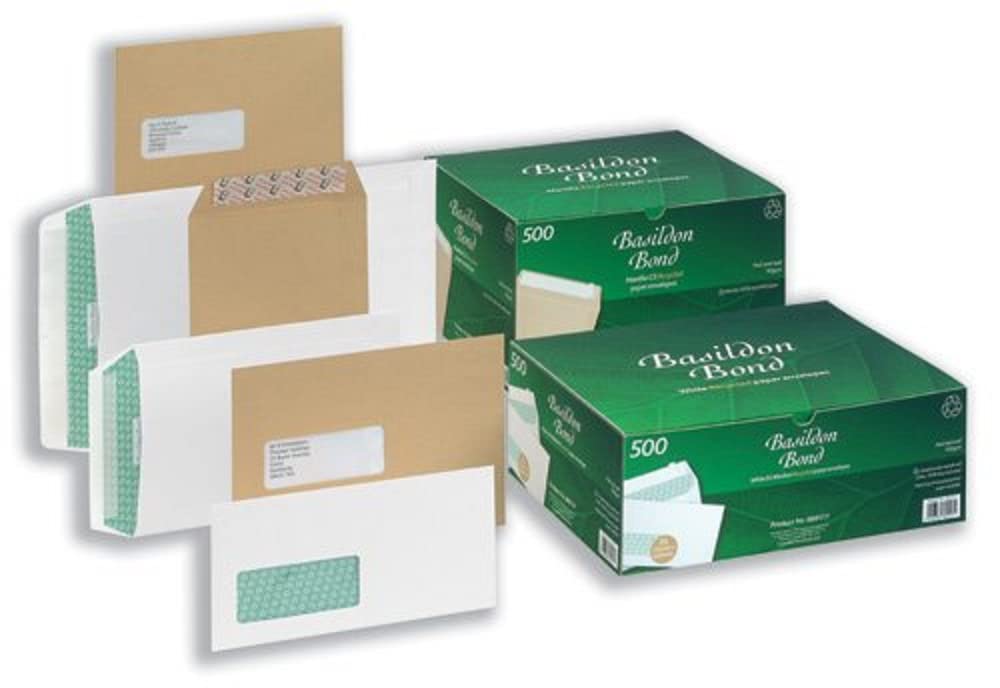 Basildon Bond M80120 Envelopes Pocket Peel and Seal 100gsm White C4 [Pack of 250]