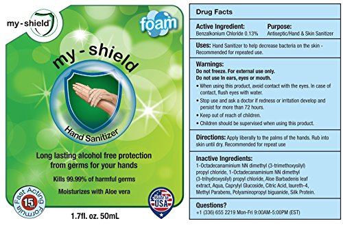 My-Shield Hand Sanitizer (4 pack of 1.7 ounce foam bottles