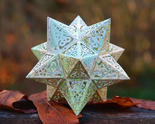 Earth Star Model Kit from Vintage Maps, This Geometric Design is the Stellated Dodecahedron, Educational and Beautiful, Sacred Geometry DIY