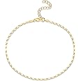 PAVOI 14K-18K Gold Plated Charm Link Flat Gold Anklets for Women | Beaded Marina Link Mariner Paperclip Snake Chain Jewelry Anklets