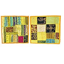 2 Indian Cushion Covers Vintage Patchwork Pillow Cover Bohemian Home Deco