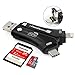 Card Reader, 4 in 1 SD Card Adapter, Memory Card Reader with Micro USB/ Type C/ Lightning/ USB Connector for iPhone, iPad, Mac, Android, Trail and Game Camera Viewer for SD/TF Card