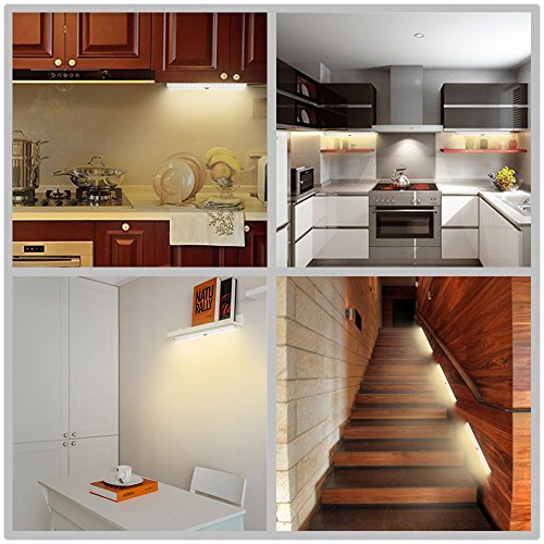 Closet Light, SOLMORE Wireless Under Cabinet Lights, Motion Sensor 32LED Night Light Bar USB Rechargeable Safe Lights Dual Colors White and Warm White for Wardrobe Stairway Hallway Emergency Garage - Thumbnail 3