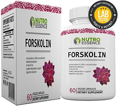 Forskolin Extract Natural Diet Supplement By Nutro Essence- Premium Weight Loss Capsules For Men &amp; Women- 20% Concentration Coleus Forskohlii- Best Fat Breakdown, Appetite Reduction, Metabolism Boost