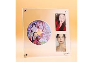 Baskiss Photocard and CD Holder Stand, Acrylic Ablum Standing Display, 66 x 91 mm Card Cares Ultra Clear Trading Cases Protectors for Kpop Photocard Baseball Basketball Card Display (1 CD & 2 Cards)
