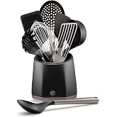 HexClad 9-Piece Kitchen Utensil Set, Heat-Resistant to 450&deg;F | Dishwasher-Safe, Stainless Steel &amp; Silicone Tools, Fingerprint Resistant Finish
