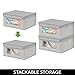 mDesign Medium Fabric Stackable Closet Storage Organizer Box, Front Window/Lid - Bedroom, Office, Mudroom Organization, Hold Clothes, Blankets, Linens, Spira Collection, 4 Pack, Taupe/Natural Chevron
