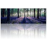 Visual Art Decor Framed Large Purple Canvas Wall Art Mild Sunshine Lavender Forest Landscape Tree Wall Art Picture Prints Gallery Wrap Home Living Room Decoration