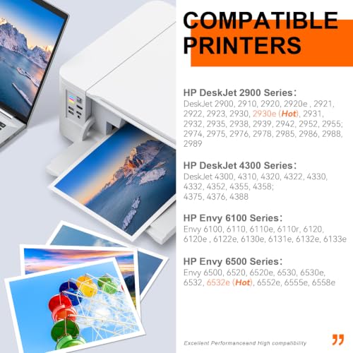 308 XL Print Cartridges, 308XL Black and Colour Cartridges Compatible with Original HP 308 Ink Cartridges for HP DeskJet 2900 4300 Envy 6110e 6120e 6122e 6130e 6520e 6530e 6532e 7220e