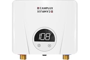 CAMPLUX ENJOY OUTDOOR LIFE CAMPLUX Tankless Water Heater Electric 3.5kW 120V Instant Hot Water Heater ETL Certified with Self-modulating, Save Energy, Point of Use for Kitchen, Bathroom, White