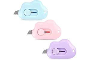 Tamaki Box Cutter Letter Opener Envelope Slitter Utility Retractable Art Knives, Package Opener Envelope Mail Letter Box Cloud Shaped Carton Portable Cutter with Key Chain Hole