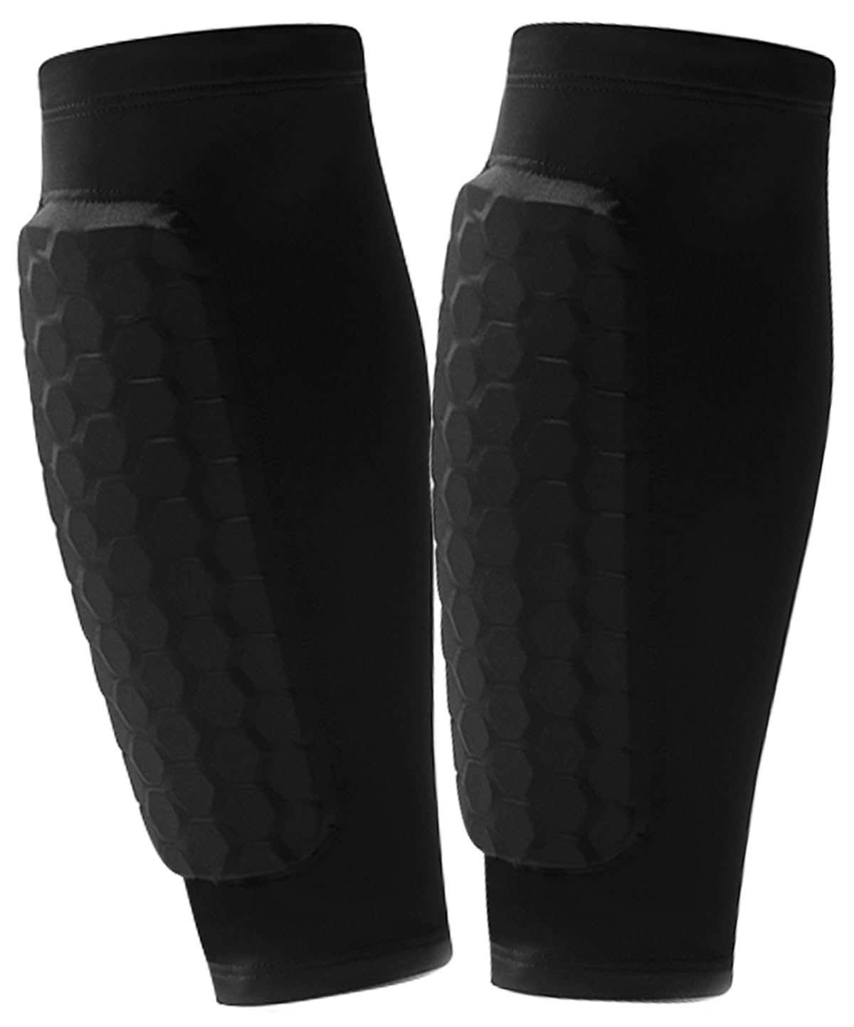 Photo 1 of 2 Pack Soccer Shin Guards Soccer Kids Adult, Soft Anti-Collision Soccer Shin Pad with EVA Honeycomb Pads, Shin Defender Shin Guard Sleeves (Black, M)
