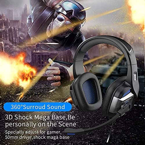 PunnkFunnk Gaming Headphone with Microphones, Xbox One Headset with 7.1 Surround Sound, LED Light PS4 Headset with Mic, Noise Cancelling Gaming Headset PC Over-Ear Headphones (S01)