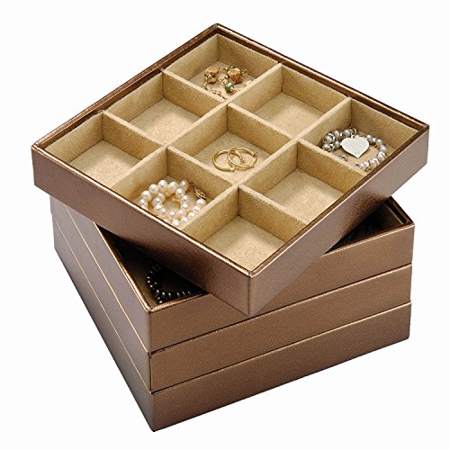 Stock Your Home Stackable Jewelry Organizer Trays With Lid For Showcase