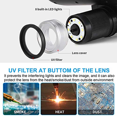 CNMJI Digital USB Mikroskop 1000X 7 Zoll LCD-Display Elektronische Videolupe HD 16MP CCD Einstellbare 8 LEDs 1080P… – Bild 4