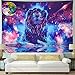 Starry Fantasy Lion Tapestry Moon Lion Wall Tapestry Psychedelic Constellation Wall Hanging Indian Hippie Colorful Leo Universe Galaxy Tapestry