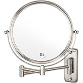 Wall Mounted Makeup Mirror - 1X/10X Magnifying Mirror Double Sided, 8 Inch Extendable Bathroom Mirror, Nickel Finish