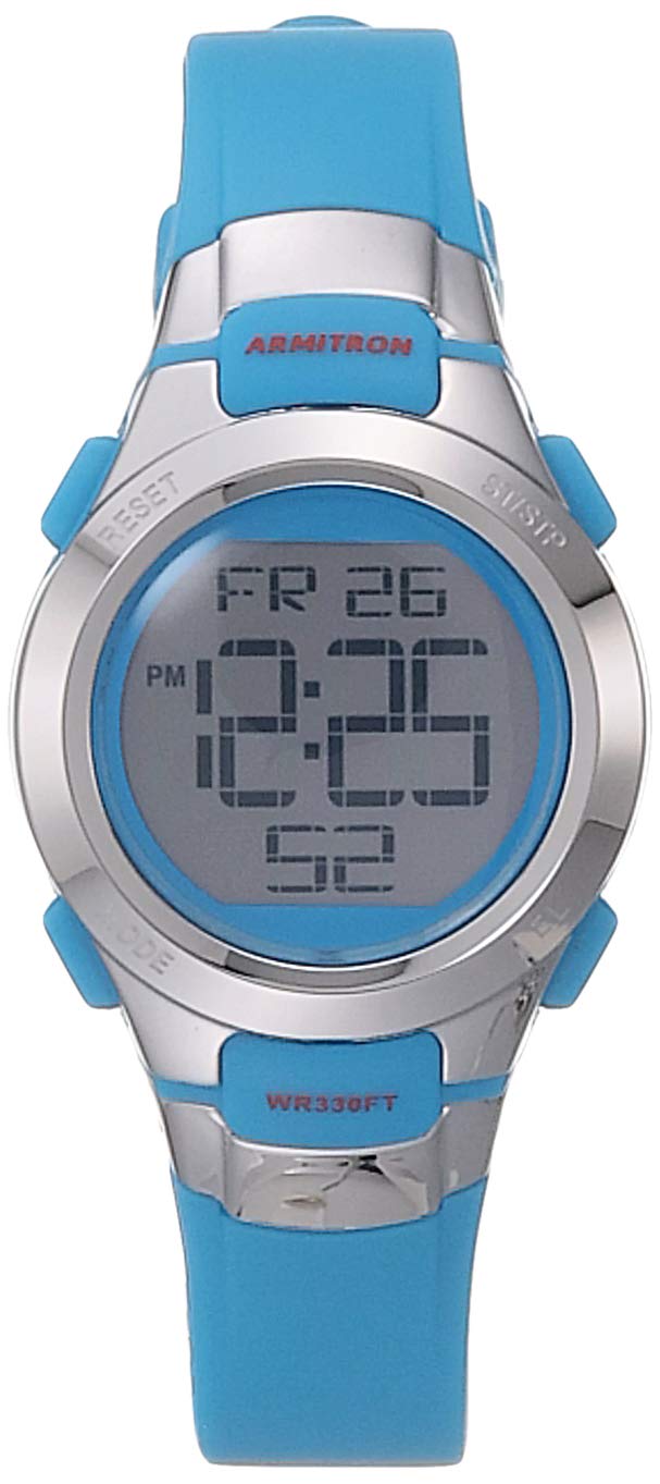 Armitron Sport Women's Digital Chronograph Resin Strap Watch, Neon Blue