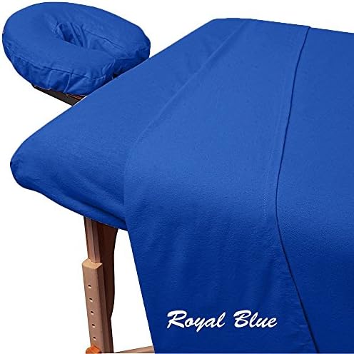 Rinku Linen 300 Thread Count Egyptian Cotton 3-Piece Massage Table Spa Sheet Set Royal Blue Solid