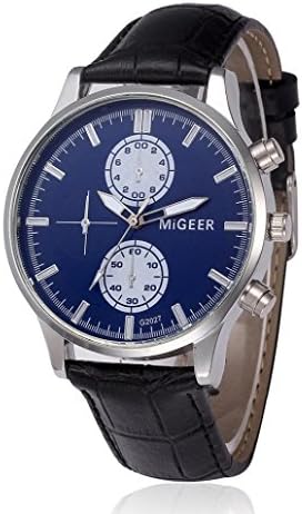 Men's Watch, IKevan MIGEER Men Business Watch Artificial Leather Band Analog Alloy Wrist Watch (Black)
