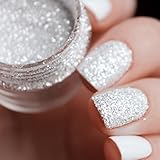 NICOLE DIARY 6 Sets White Silver Nail Glitter Tips Hexagon Glitter Powder 1mm & 2mm & 3mm Mixed Nail Art Decoration
